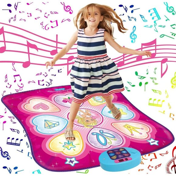 Dance Mat - Rhythm Step Play Mat - Dance Game Toy Pad with LED Lights Gift for
